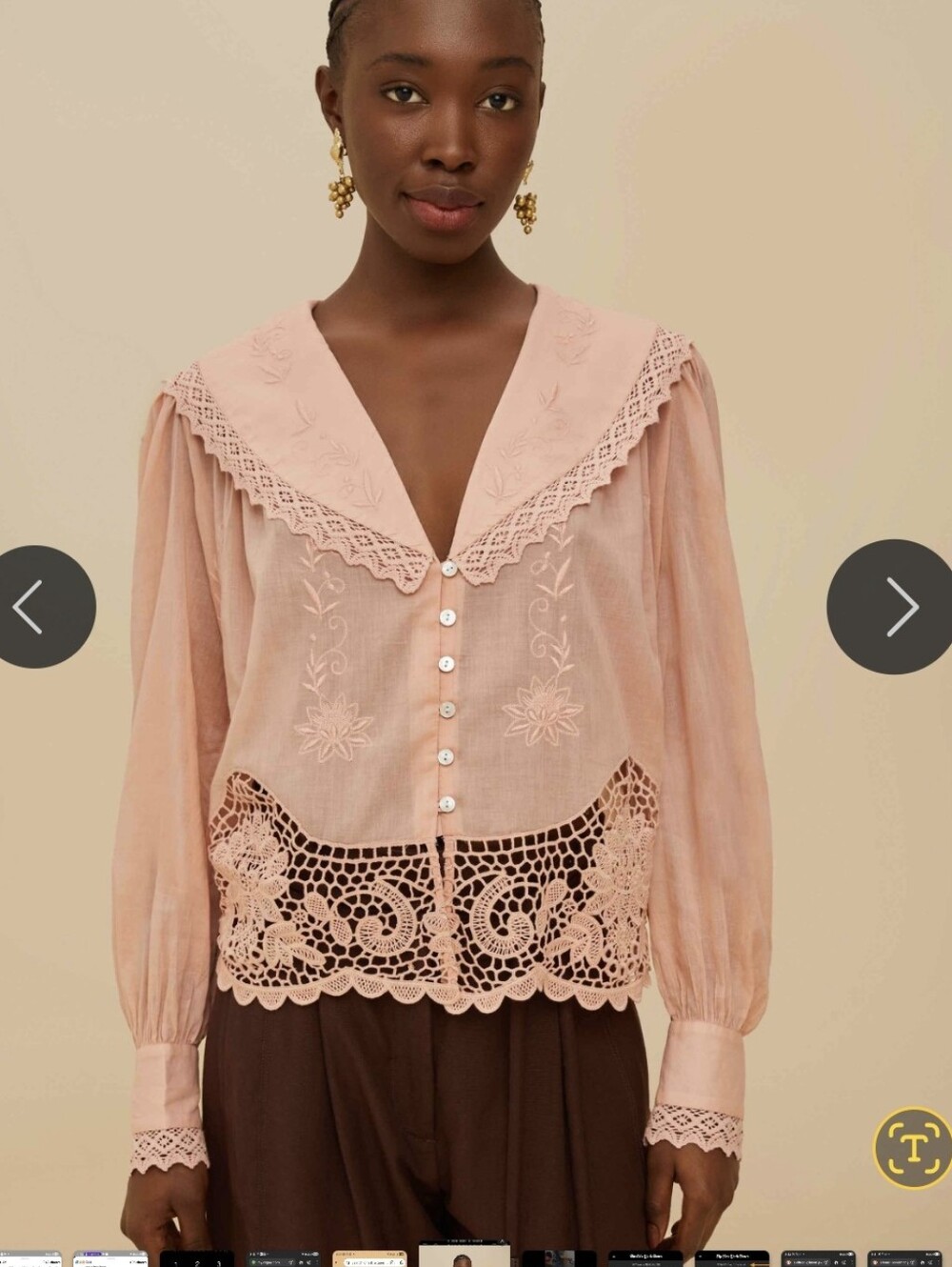 Farm Rio Peach Ish Pink Cotton Peasant Thin Blouse Large Excellent